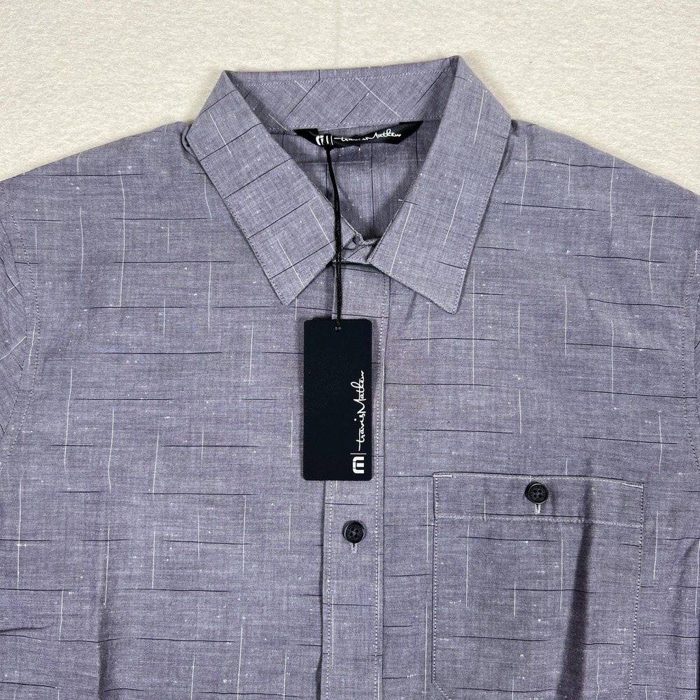 Travis Mathew Shirt Mens Small Heather Nightshade Rambler Button Up Short Sleeve - Picture 2 of 8